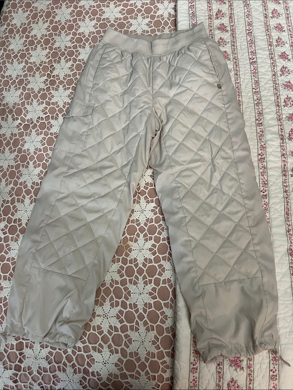 Avia Beige Athletic Track Pants with Elastic Waistband